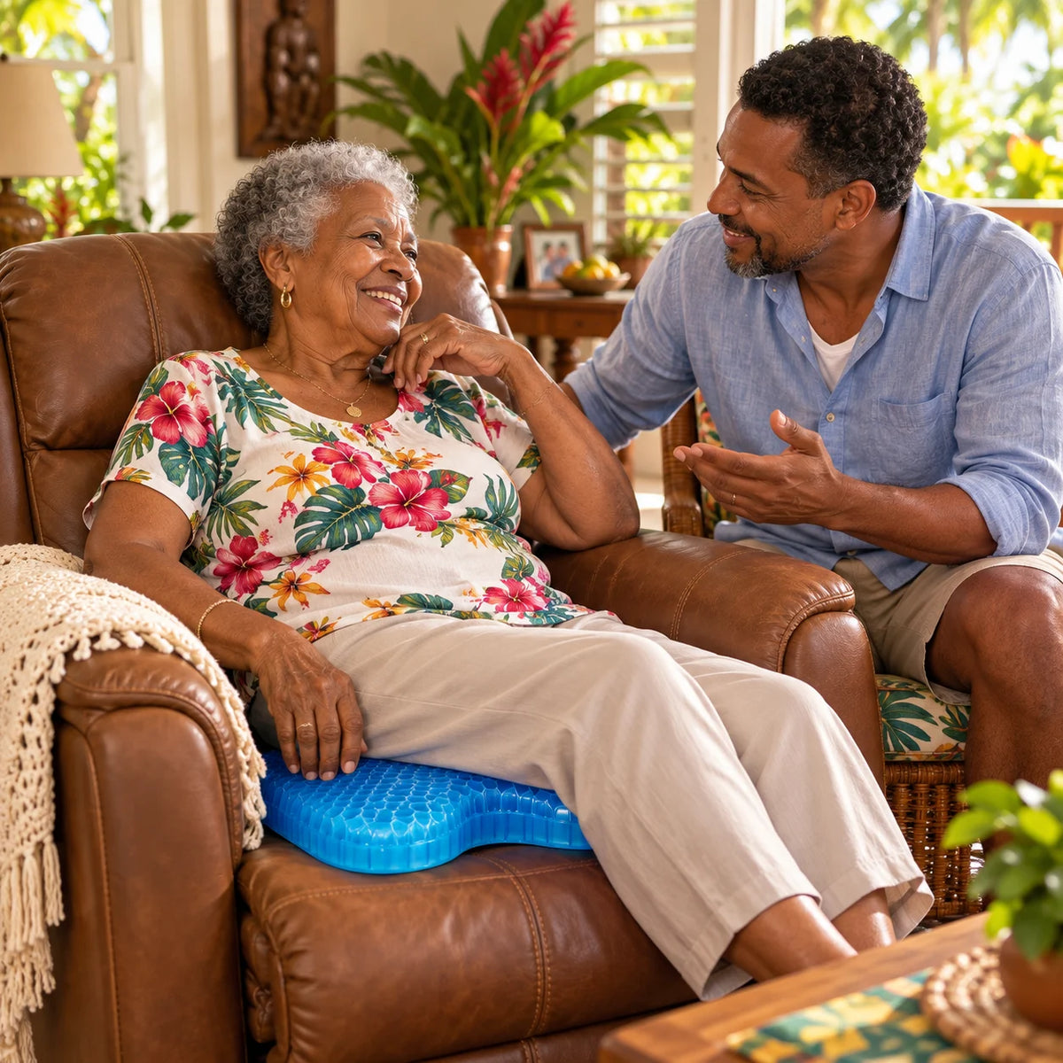 Senior antillaise confortablement installée sur MediGel