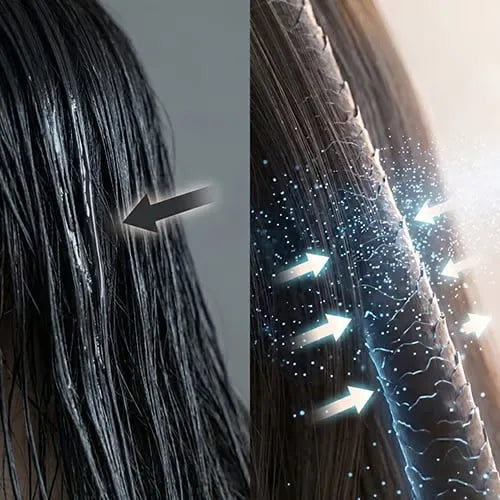 Close-up de cabelo com aspeto mais suave após uma passagem rápida
