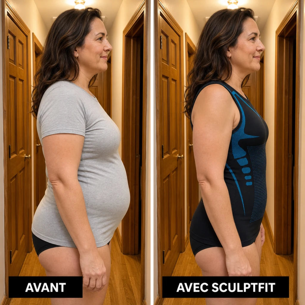 Effet de profil avant et avec SculptFit Femme