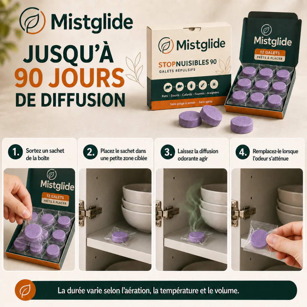 Mode d'emploi des galets StopNuisibles et diffusion jusqu'à 90 jours