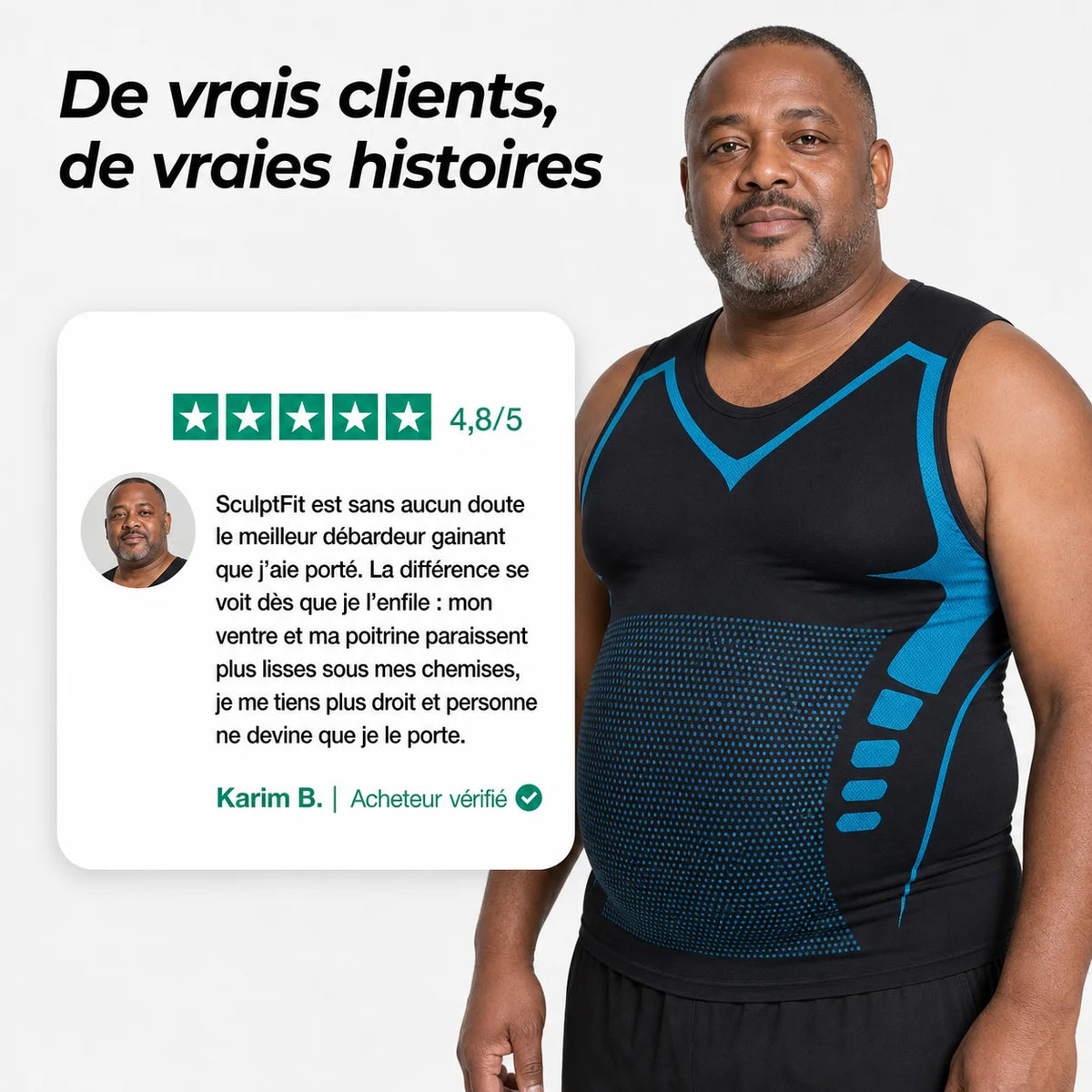 Avis d'un client portant le débardeur gainant Mistglide SculptFit