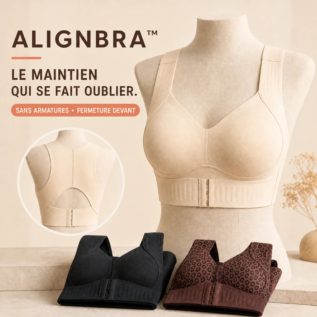 Hero AlignBra nude, noir et léopard brun