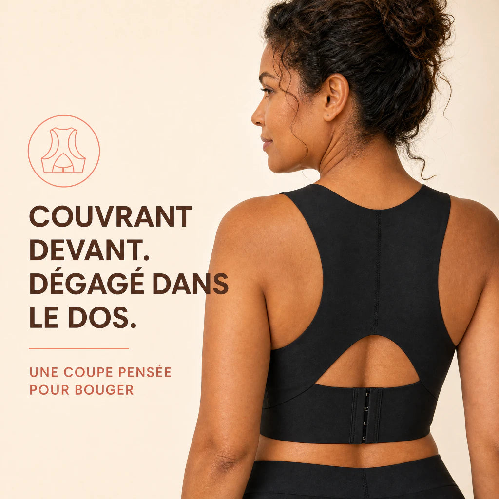 AlignBra noir porté de dos avec attache réglable