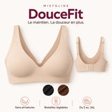 DouceFit beige : soutien-gorge sans armatures vu de face et de dos