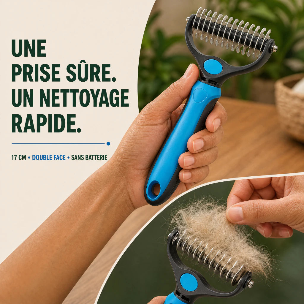 Prise ergonomique et nettoyage rapide du râteau DuoRake