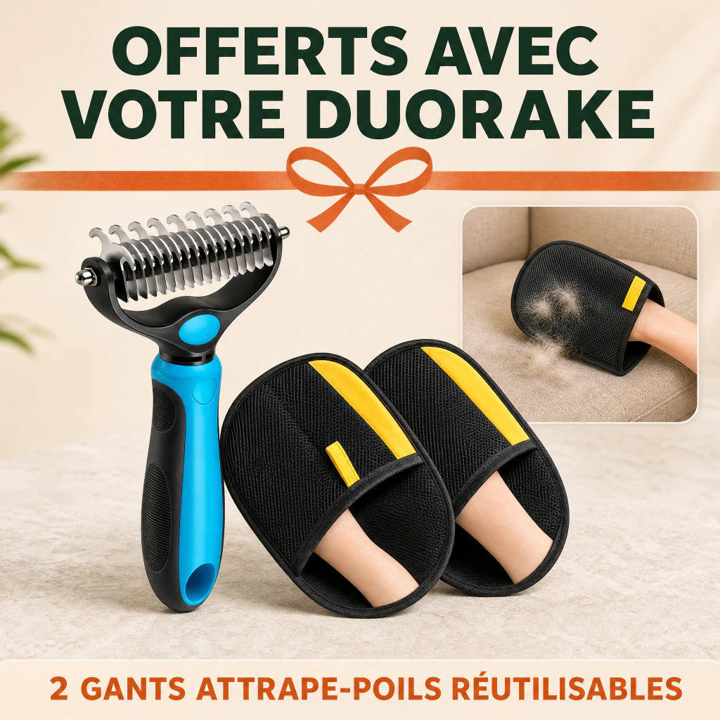 Duo de gants attrape-poils offert avec Mistglide DuoRake