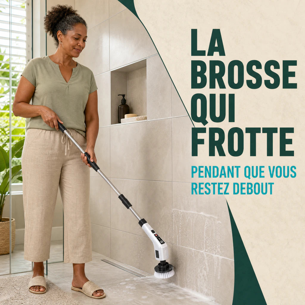 Mistglide FlexiScrub 8 nettoie une paroi de douche sans se mettre à genoux