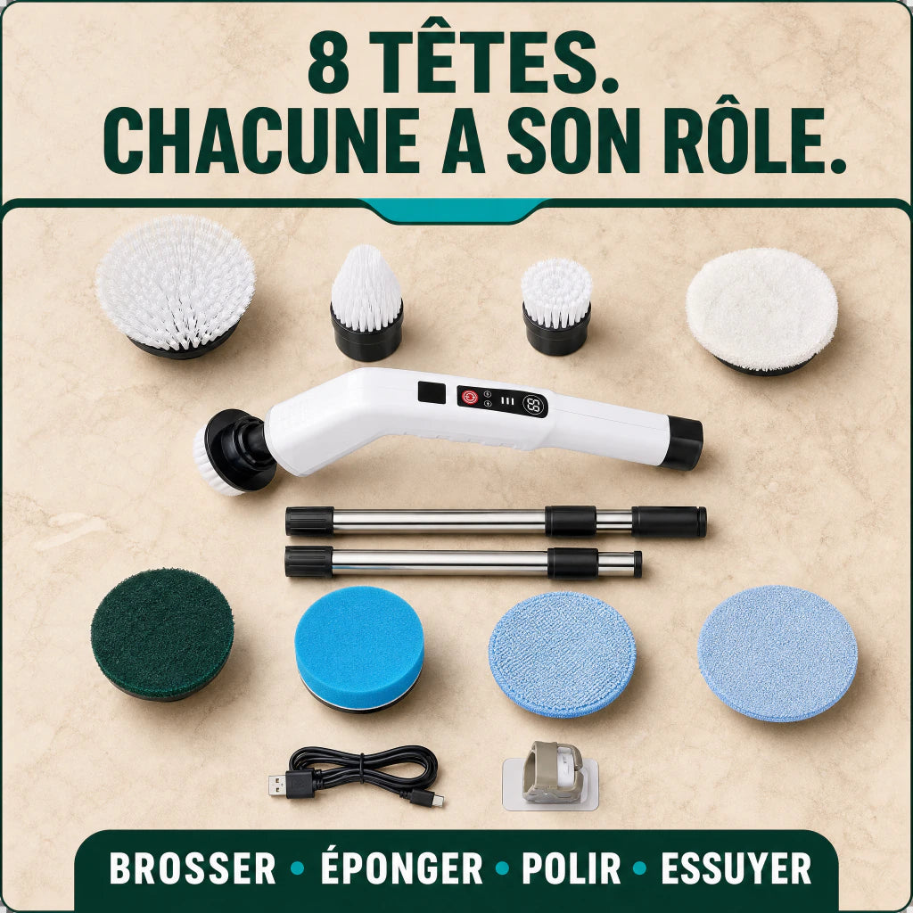 Les huit têtes de nettoyage Mistglide FlexiScrub