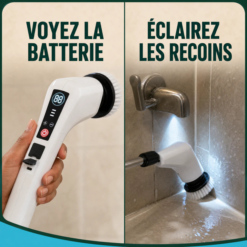 Écran de batterie et lumière intégrée de FlexiScrub