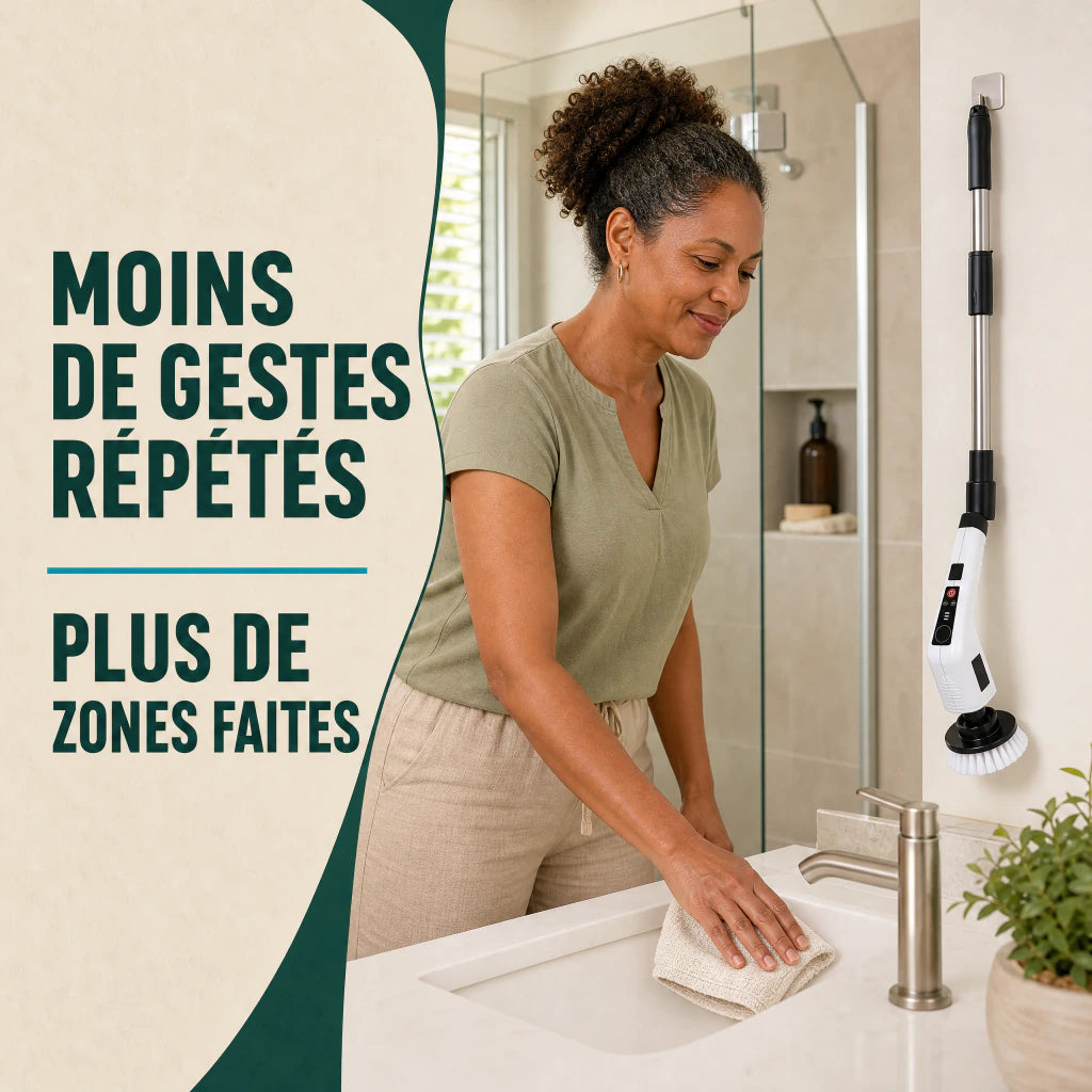 FlexiScrub rangée après le nettoyage de la salle de bain