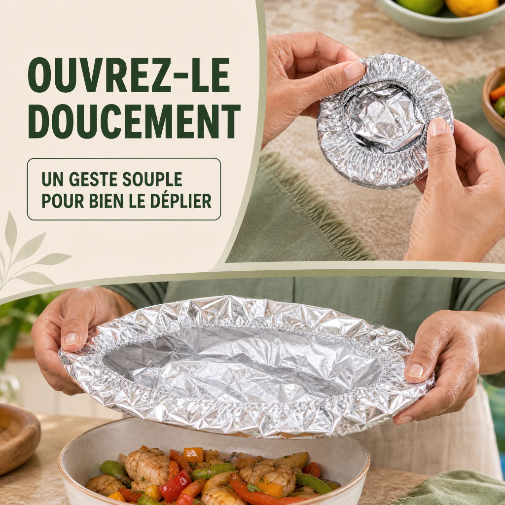 Ouverture délicate du couvre-plat fin FreshCover