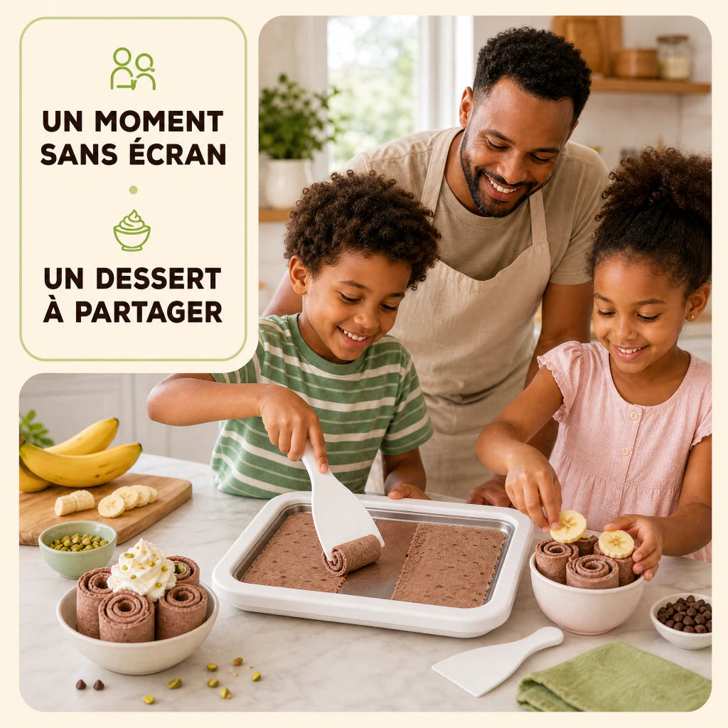 Moment sans écran autour d'un dessert préparé avec IceRoll