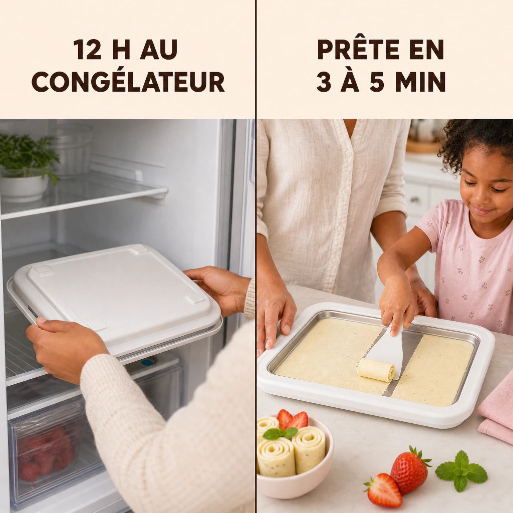 Plaque IceRoll au congélateur puis prête en trois à cinq minutes