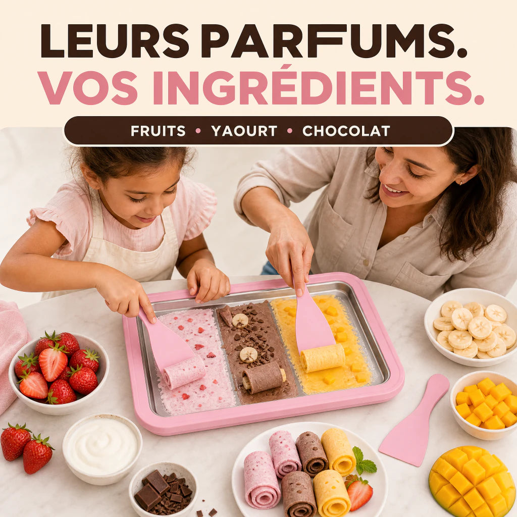 Fruits yaourt et chocolat avec la plaque IceRoll