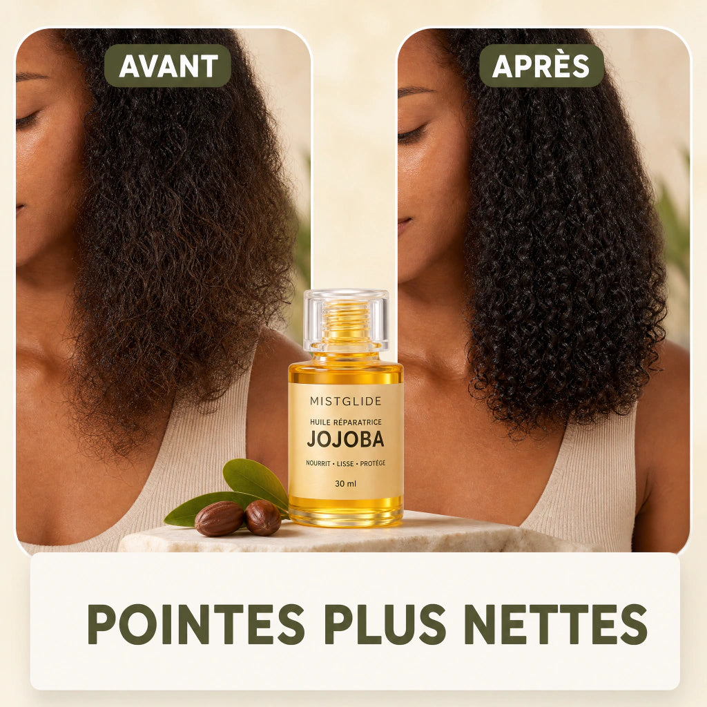 Avant après pointes plus nettes avec huile jojoba Mistglide
