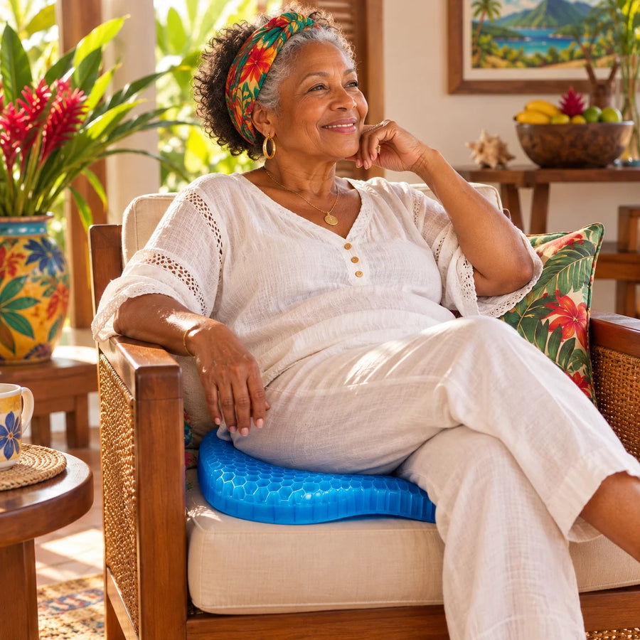 Senior antillaise confortablement assise sur MediGel