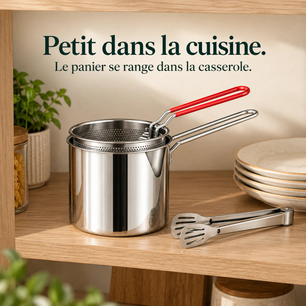 Le panier se range à l’intérieur de la petite casserole