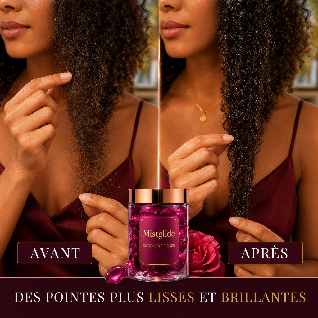 Finition anti-frisottis RoseCaps avant et après application