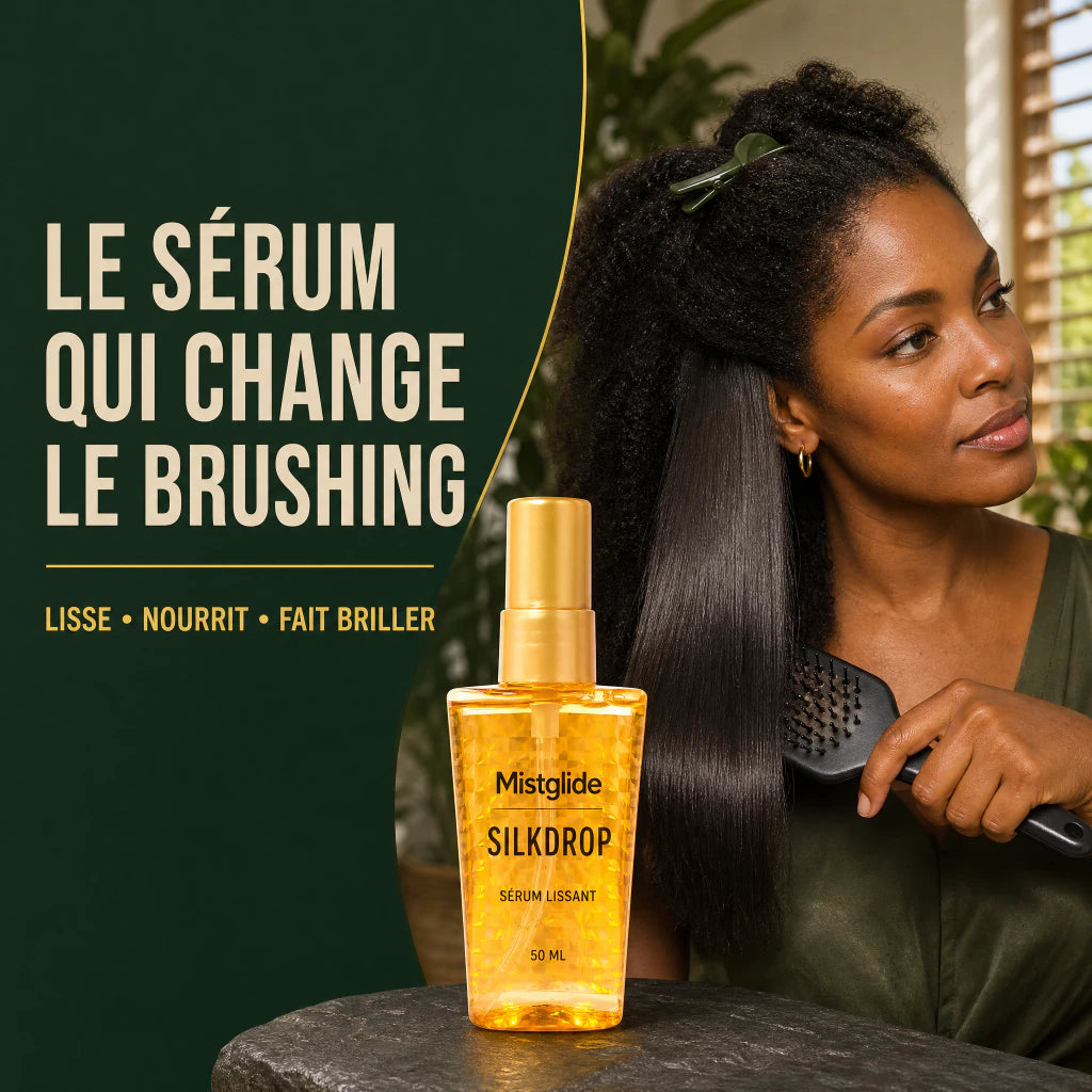 Mistglide SilkDrop utilisé avec une brosse sur des cheveux crépus