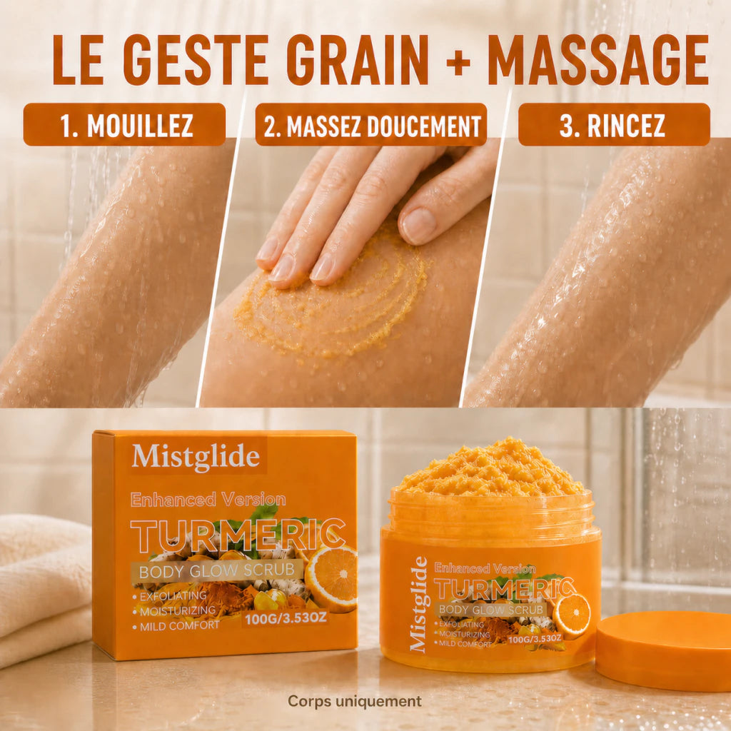 Geste Grain et Massage sur peau humide avant rinçage