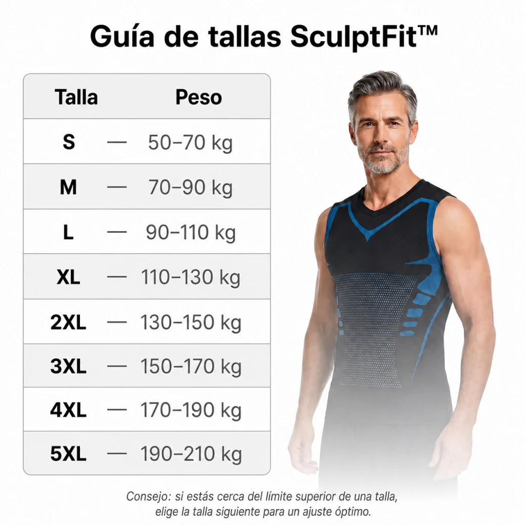 Guía de tallas Mistglide SculptFit en kilogramos