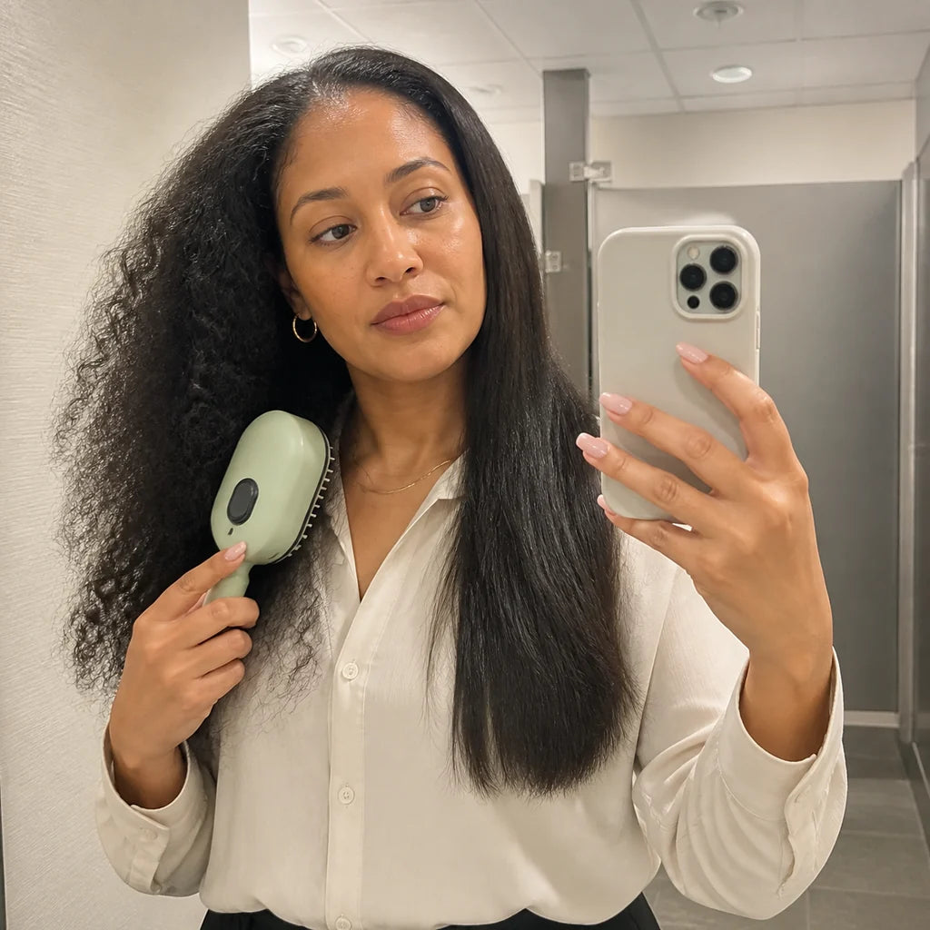 Customer using Mistglide Brush for a quick bedroom touch-up