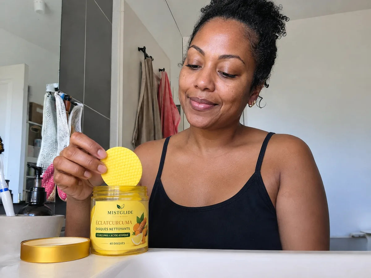 Aïcha sort un disque du pot ÉclatCurcuma